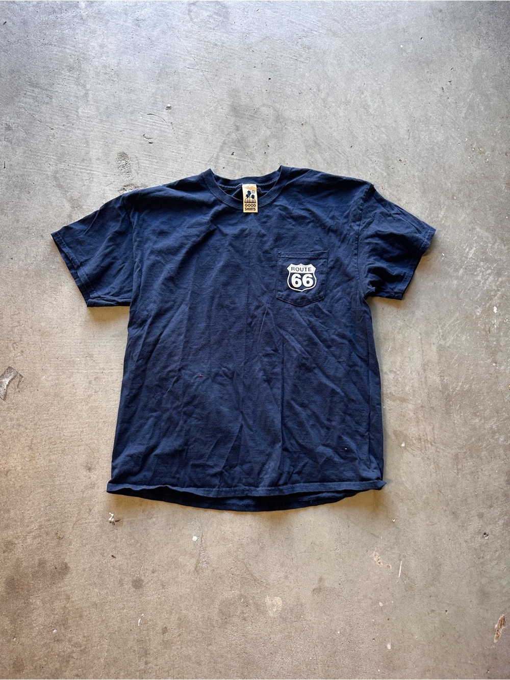 Route 66 Short Sleeve Pocket Tee - Navy
